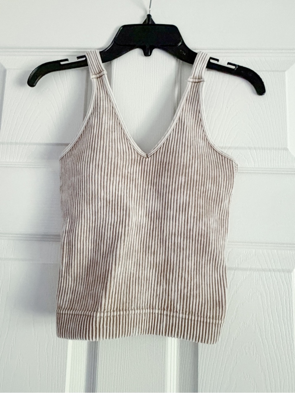 Zenana Outfitters Ribbed V-Neck Tank Top Brami - Beige